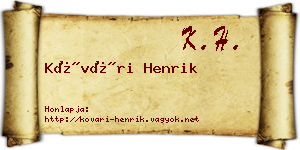 Kővári Henrik névjegykártya